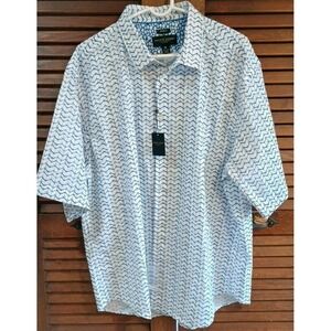 NWT Pronto Uomo Men's Modern Fit Cotton Short Sleeve Shirt Size 3XL Blue White